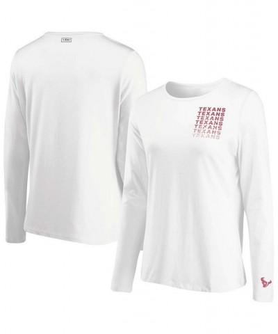 Women's White Houston Texans Repeat Tri-Blend Long Sleeve T-shirt White $22.43 Tops