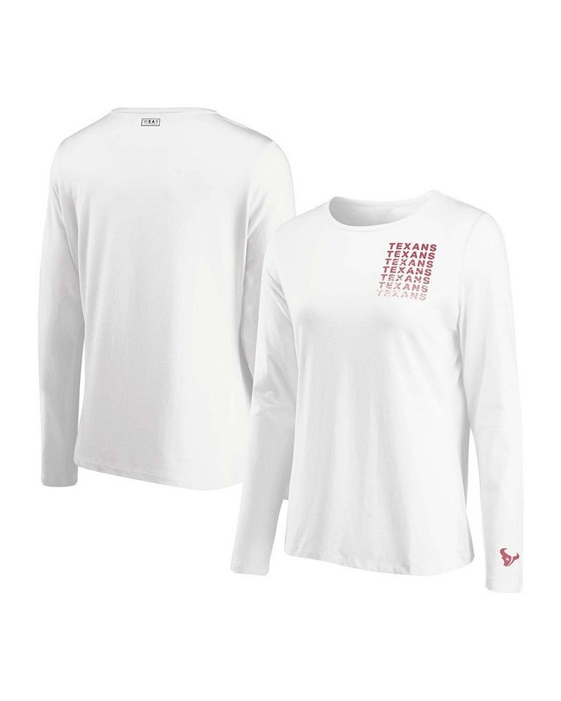 Women's White Houston Texans Repeat Tri-Blend Long Sleeve T-shirt White $22.43 Tops