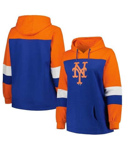 Women's Royal New York Mets Plus Size Colorblock Pullover Hoodie Royal $34.50 Sweatshirts