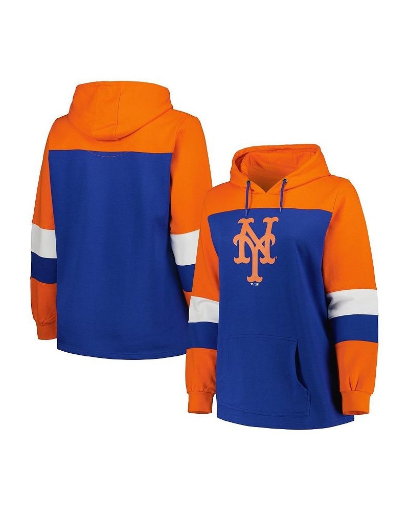 Women's Royal New York Mets Plus Size Colorblock Pullover Hoodie Royal $34.50 Sweatshirts