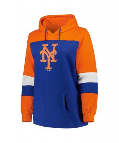 Women's Royal New York Mets Plus Size Colorblock Pullover Hoodie Royal $34.50 Sweatshirts