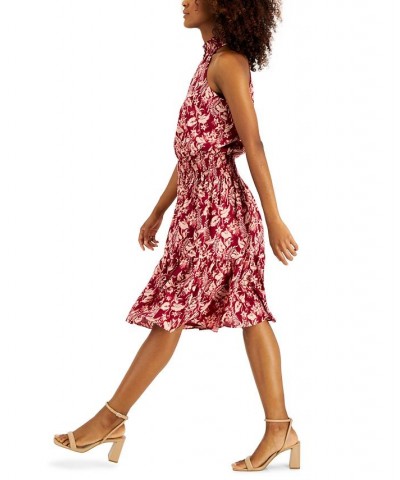 Women's Botanical-Print Smocked-Waist Halter Dress Jungle Cascade $33.76 Dresses