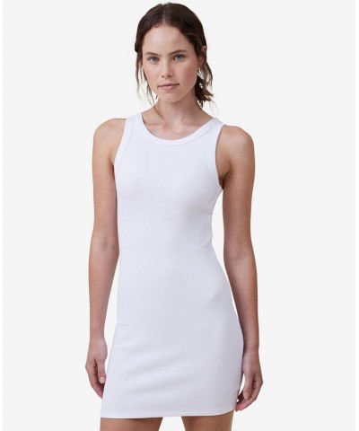 Women's Rib Racer Mini Dress White $24.74 Dresses