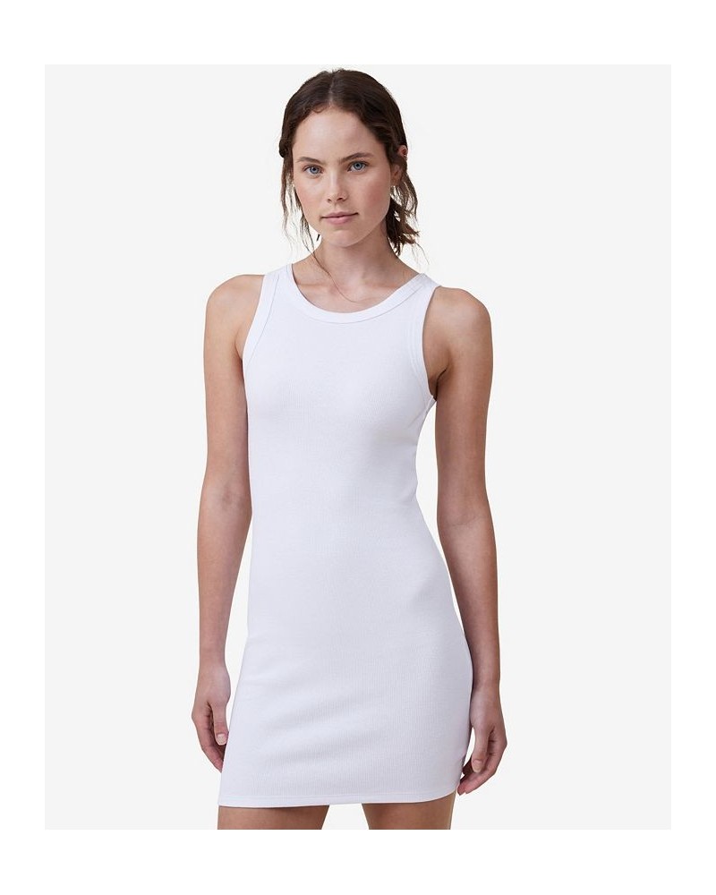 Women's Rib Racer Mini Dress White $24.74 Dresses