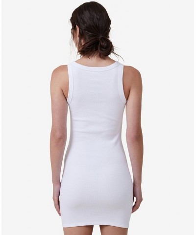 Women's Rib Racer Mini Dress White $24.74 Dresses