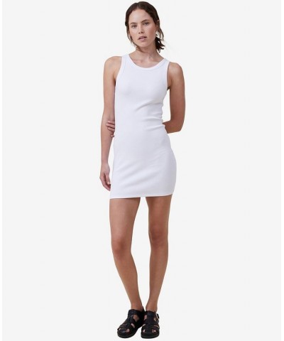 Women's Rib Racer Mini Dress White $24.74 Dresses