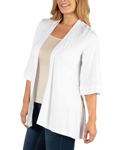 Open Front Elbow Length Sleeve Plus Size Cardigan White $37.95 Sweaters