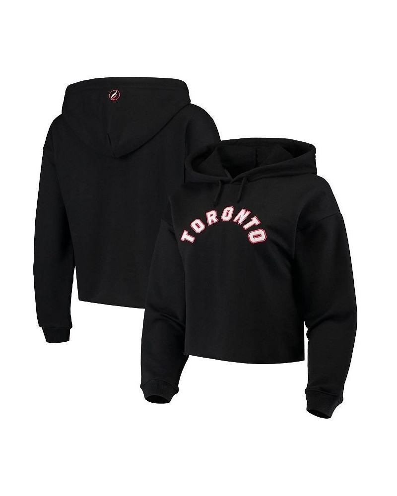 Women's Black Toronto Raptors Logo Cropped Pullover Hoodie Black $24.60 Sweatshirts