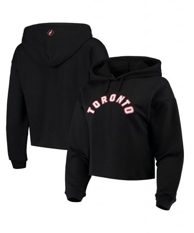 Women's Black Toronto Raptors Logo Cropped Pullover Hoodie Black $24.60 Sweatshirts