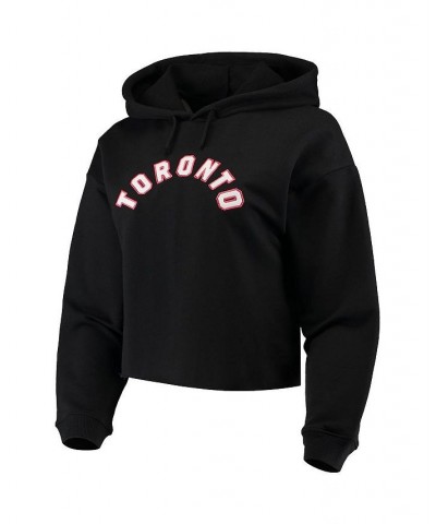 Women's Black Toronto Raptors Logo Cropped Pullover Hoodie Black $24.60 Sweatshirts