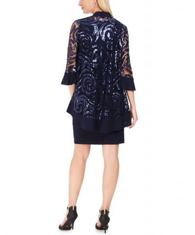 2-Pc. Printed Jacket & Necklace Dress Navy $53.55 Dresses