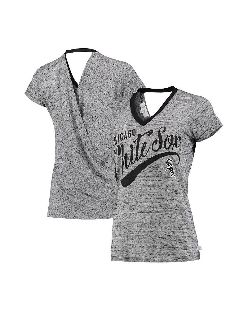 Women's Black Chicago White Sox Hail Mary V-Neck Back Wrap T-shirt Black $21.50 Tops