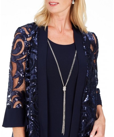 2-Pc. Printed Jacket & Necklace Dress Navy $53.55 Dresses