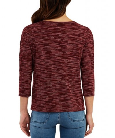 Juniors' Space-Dyed Tie-Hem Top Cranberry $9.08 Tops