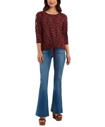 Juniors' Space-Dyed Tie-Hem Top Cranberry $9.08 Tops