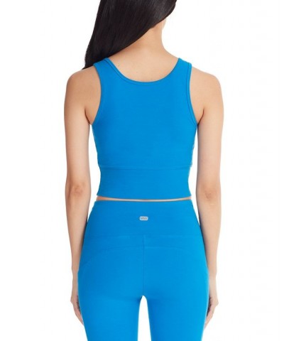 Marc New York Women's Performance Reversible Crop Tank Top Skydiver Blue $20.09 Tops