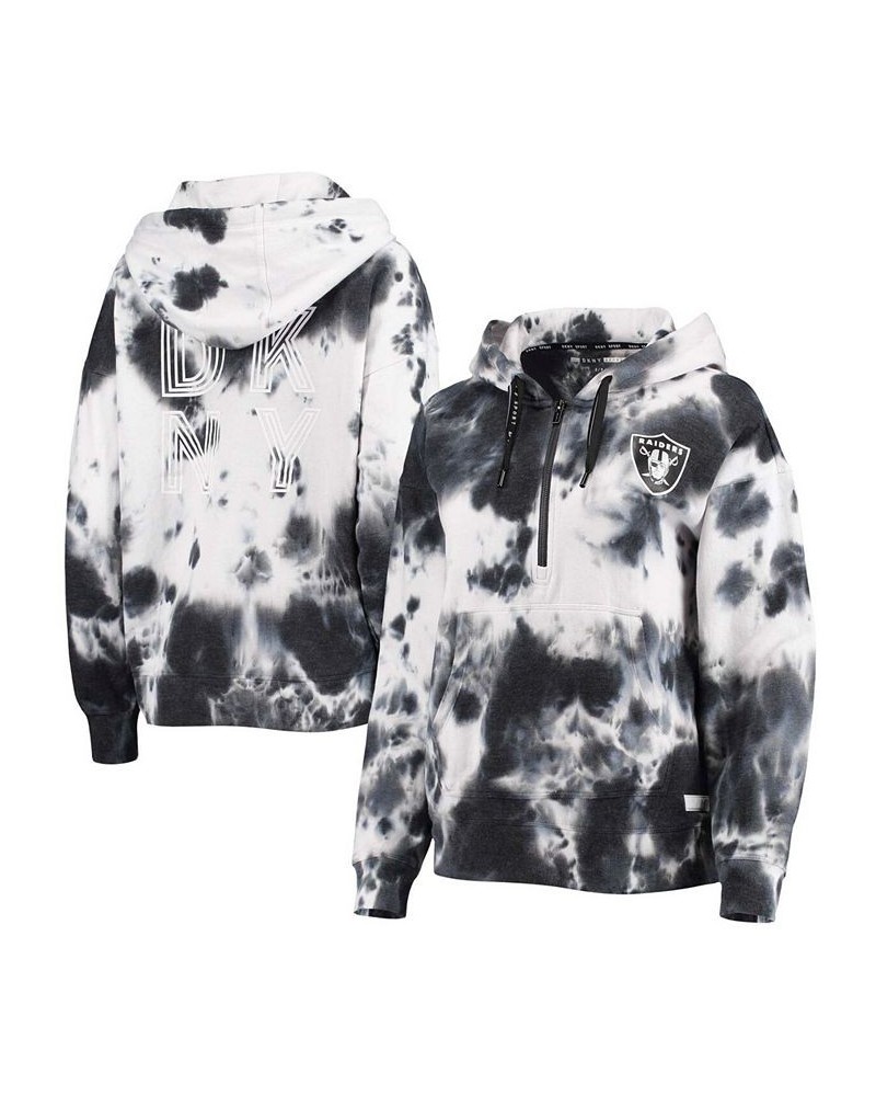 Women's White and Black Las Vegas Raiders Dakota Oversized Tie-Dye Half-Zip Hoodie White, Black $44.10 Sweatshirts