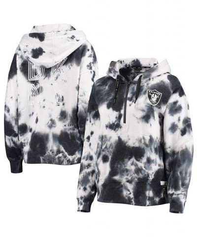 Women's White and Black Las Vegas Raiders Dakota Oversized Tie-Dye Half-Zip Hoodie White, Black $44.10 Sweatshirts