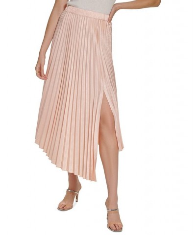 Women's Pull-On Asymmetrical Hem Pleated Skirt Tan/Beige $59.50 Skirts