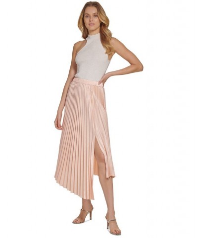 Women's Pull-On Asymmetrical Hem Pleated Skirt Tan/Beige $59.50 Skirts