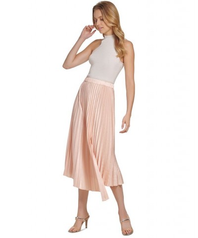 Women's Pull-On Asymmetrical Hem Pleated Skirt Tan/Beige $59.50 Skirts