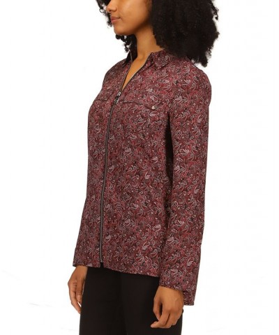 Petite Pop Paisley Zip-Front Top Royal Pink Paisley $23.07 Tops