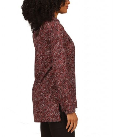 Petite Pop Paisley Zip-Front Top Royal Pink Paisley $23.07 Tops