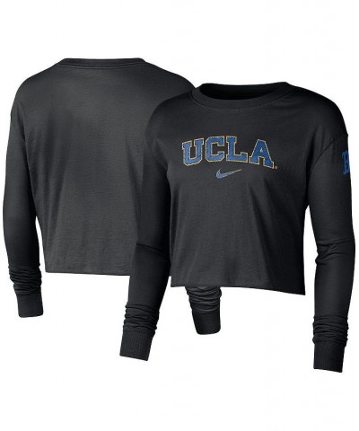 Women's Black UCLA Bruins 2-Hit Cropped Long Sleeve Logo T-shirt Black $27.99 Tops