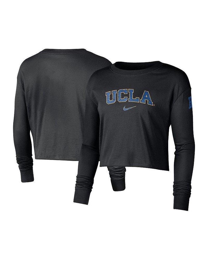 Women's Black UCLA Bruins 2-Hit Cropped Long Sleeve Logo T-shirt Black $27.99 Tops