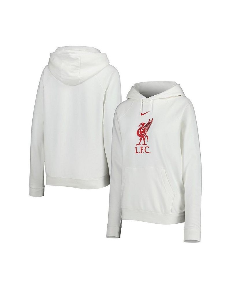 Women's White Liverpool Varsity Raglan Tri-Blend Pullover Hoodie White $41.59 Sweatshirts