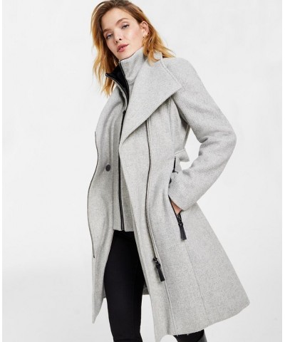 Women's Petite Belted Wrap Coat Gray $100.00 Coats