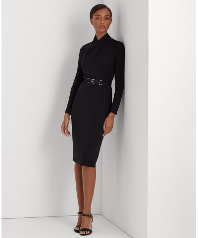 Belted Mockneck Jersey Dress Black $84.00 Dresses