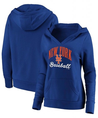 Plus Size Royal New York Mets Victory Script Crossover Neck Pullover Hoodie Royal $38.40 Sweatshirts