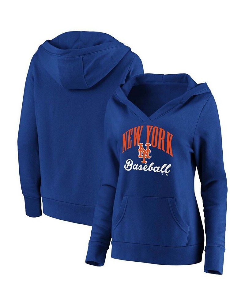 Plus Size Royal New York Mets Victory Script Crossover Neck Pullover Hoodie Royal $38.40 Sweatshirts