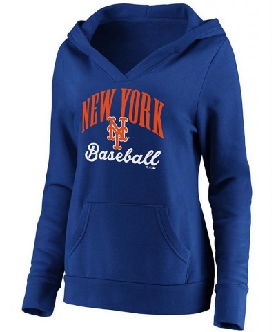 Plus Size Royal New York Mets Victory Script Crossover Neck Pullover Hoodie Royal $38.40 Sweatshirts