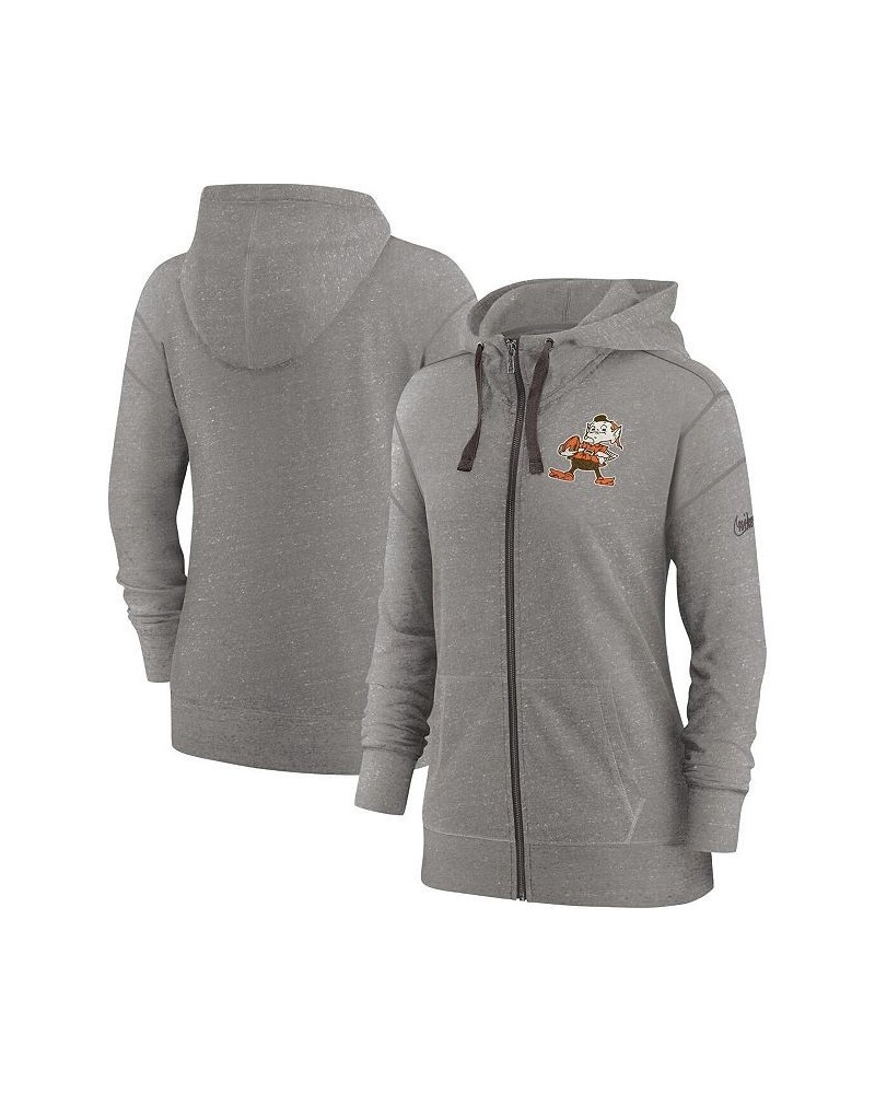 Women's Heather Charcoal Cleveland Browns Gym Vintage-Inspired Full-Zip Hoodie Heather Charcoal $38.70 Sweatshirts