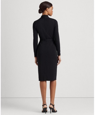 Belted Mockneck Jersey Dress Black $84.00 Dresses