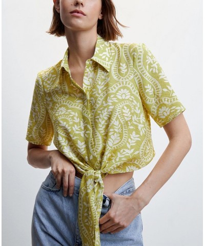 Women's Knot Printed Shirt Pastel Green $30.59 Tops