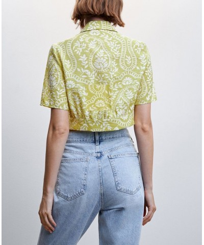 Women's Knot Printed Shirt Pastel Green $30.59 Tops