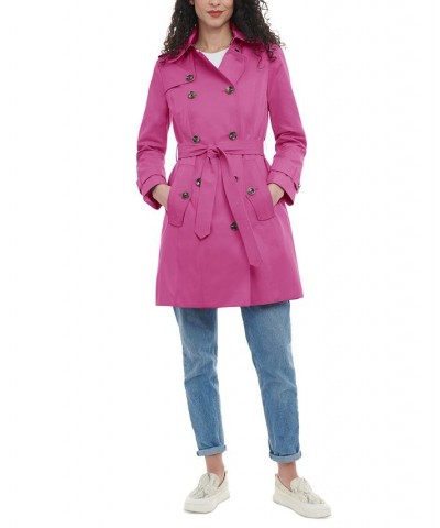 Women's Hooded Double-Breasted Trench Coat Stone $40.92 Coats