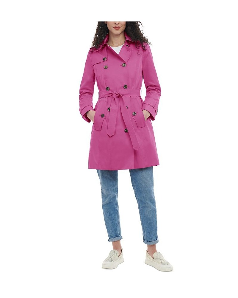 Women's Hooded Double-Breasted Trench Coat Stone $40.92 Coats