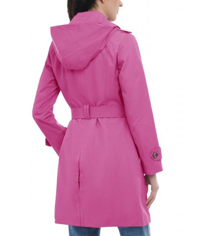 Women's Hooded Double-Breasted Trench Coat Stone $40.92 Coats