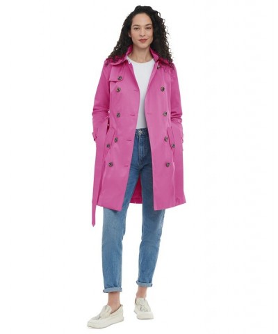 Women's Hooded Double-Breasted Trench Coat Stone $40.92 Coats