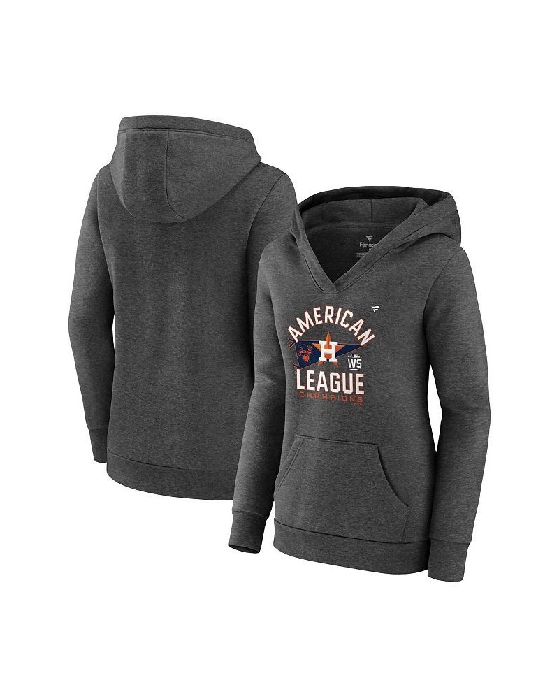 Women's Houston Astros 2021 American League Champions Locker Room Crossover Neck Pullover Hoodie Heather Charcoal $37.79 Swea...