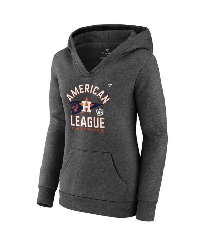 Women's Houston Astros 2021 American League Champions Locker Room Crossover Neck Pullover Hoodie Heather Charcoal $37.79 Swea...