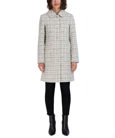 Women's Club Collar Tweed Coat Ivory Combo $57.60 Coats