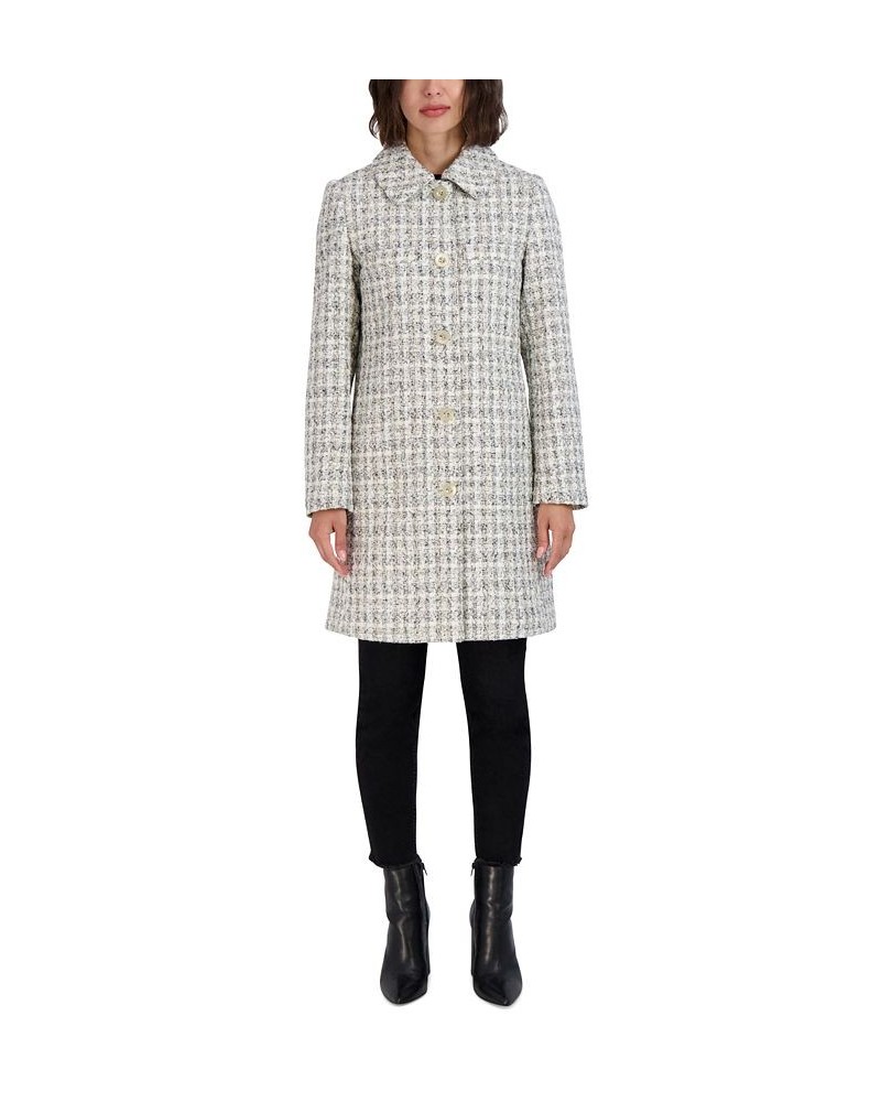 Women's Club Collar Tweed Coat Ivory Combo $57.60 Coats