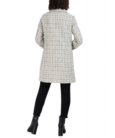 Women's Club Collar Tweed Coat Ivory Combo $57.60 Coats