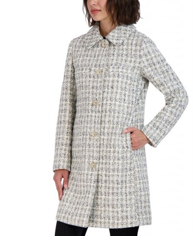 Women's Club Collar Tweed Coat Ivory Combo $57.60 Coats