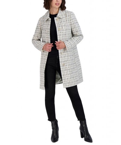 Women's Club Collar Tweed Coat Ivory Combo $57.60 Coats